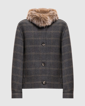 Twinset Серое пальто с шерстью в клеточку 262TP2221