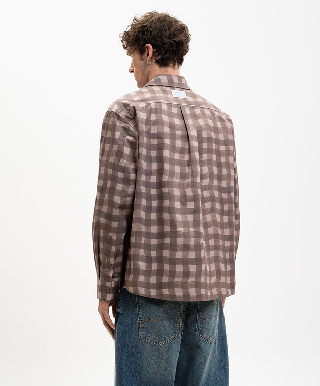 Axel Arigato Коричневая рубашка Distort Gingham в клеточку A3876003 изображение 4