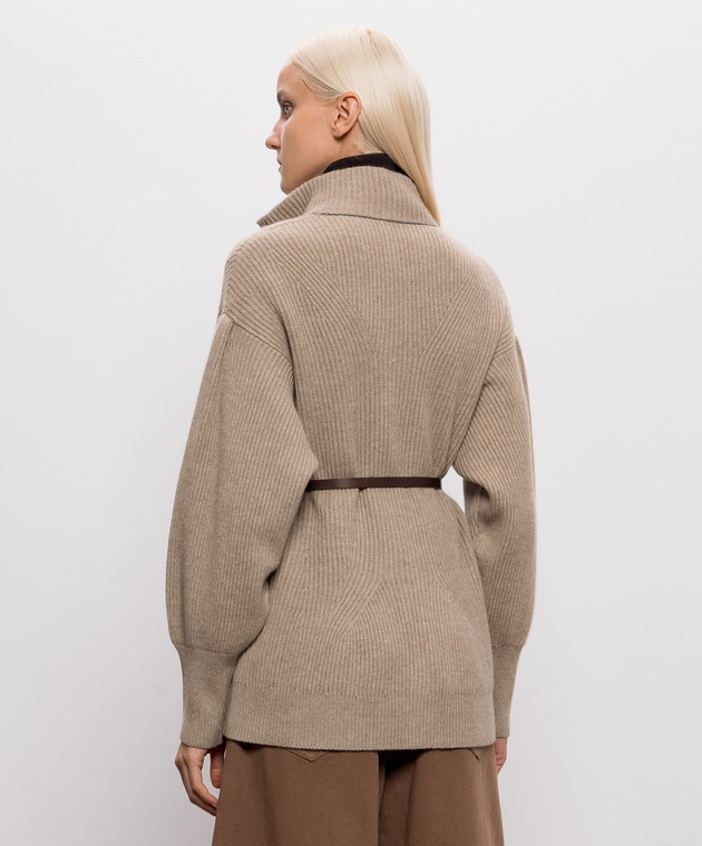 Brunello Cucinelli Коричневый кардиган с поясом M16750836 изображение 4