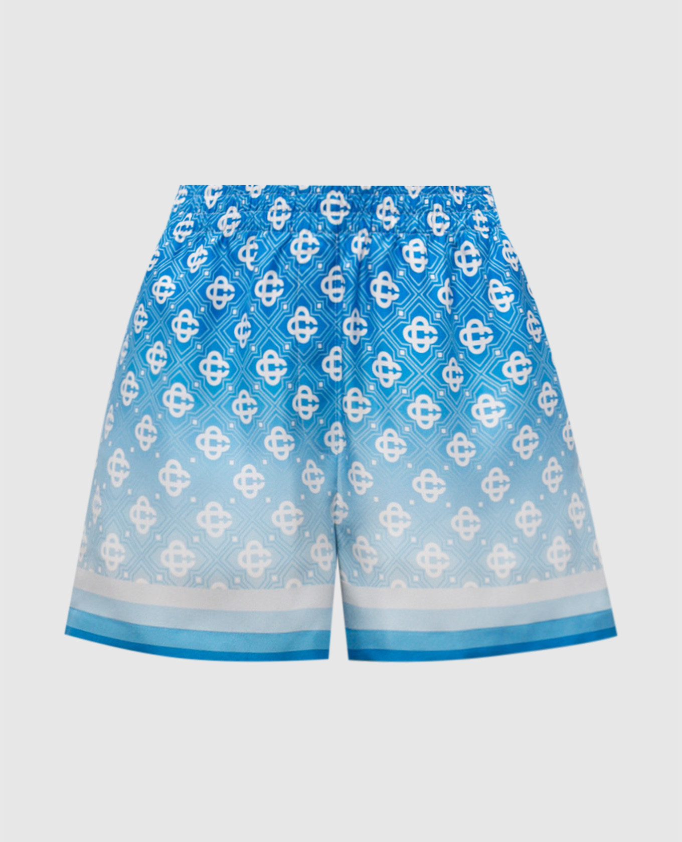 Синие шорты из шелка в принт