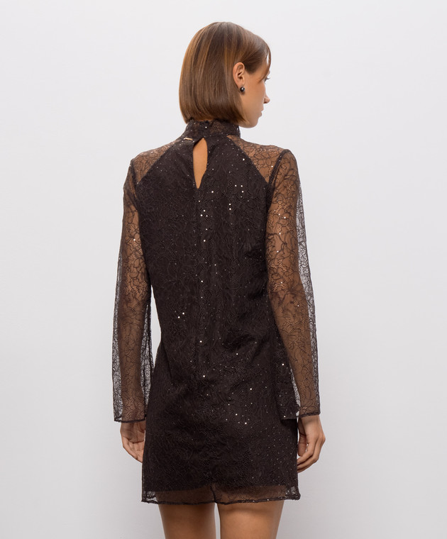 Twinset Коричневое платье с кружевом 262TF2083 изображение 4