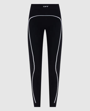 Off-White Черные леггинсы Off Stamp с логотипом 2VV01EC99KNI001