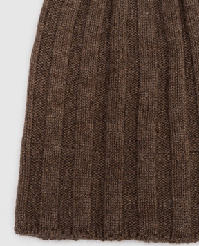 Pini Parma Коричнева шапка в рубчик з кашеміру CUFFIABRW