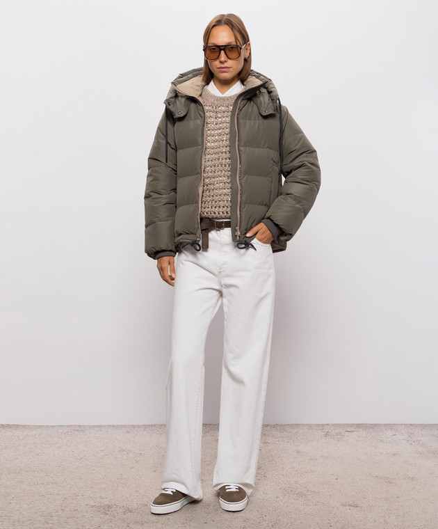 Brunello Cucinelli Пуховик цвета хаки с цепочкой мониль MH5257216 изображение 2