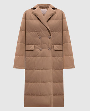Twinset Коричневая двубортная удлиненная куртка 262TP2640