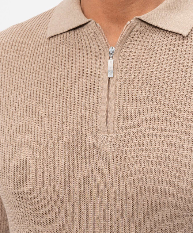 Pini Parma Бежеве поло з блискавкою POLRIBZIPTAU зображення 5