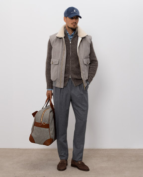 Brunello Cucinelli Коричневый кардиган из кашемира и шелка MET302116