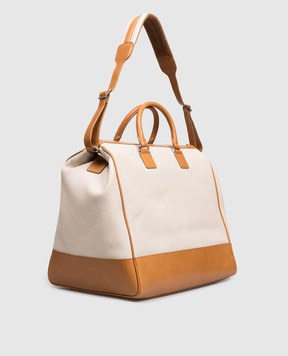 Brunello Cucinelli Бежева шкіряна дорожня сумка Boston MBATBU431