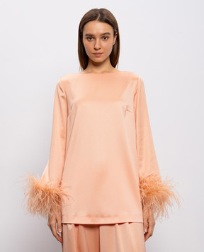 Twinset Розовая блуза с перьями страуса 261TP2424