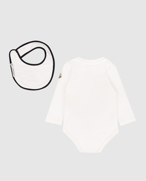 Moncler ENFANT Дитячий білий комплект з боді та слинявчика з логотипом L19518P000038392E