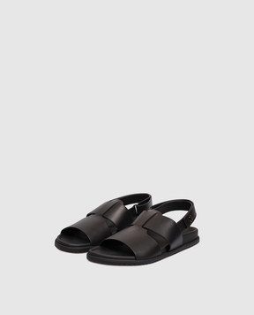 Dolce&Gabbana Чорні шкіряні сандалі з монограмою логотипа A80571A0118