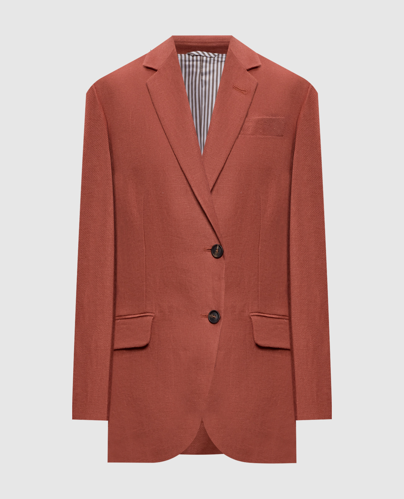 Оранжевый жакет из льна с цепочкой