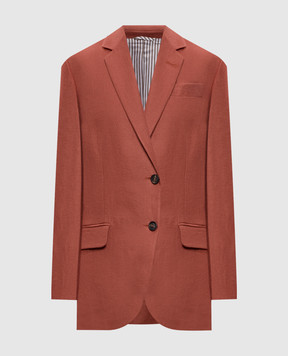Brunello Cucinelli Оранжевый жакет из льна с цепочкой MH5277519