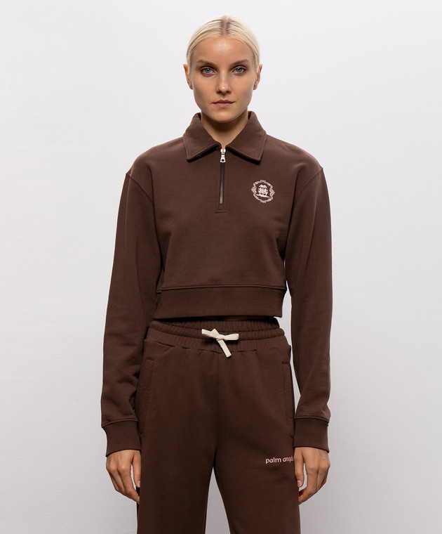Palm Angels Коричневый свитшот с молнией PAWGC002FL001 изображение 3