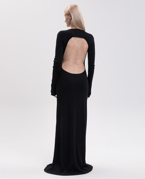 Ann Demeulemeester Черное платье макси Eva с открытой спиной с кашемиром B0010259FA049