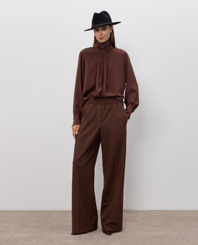Brunello Cucinelli Коричневі штани з вовною MPW07P9002