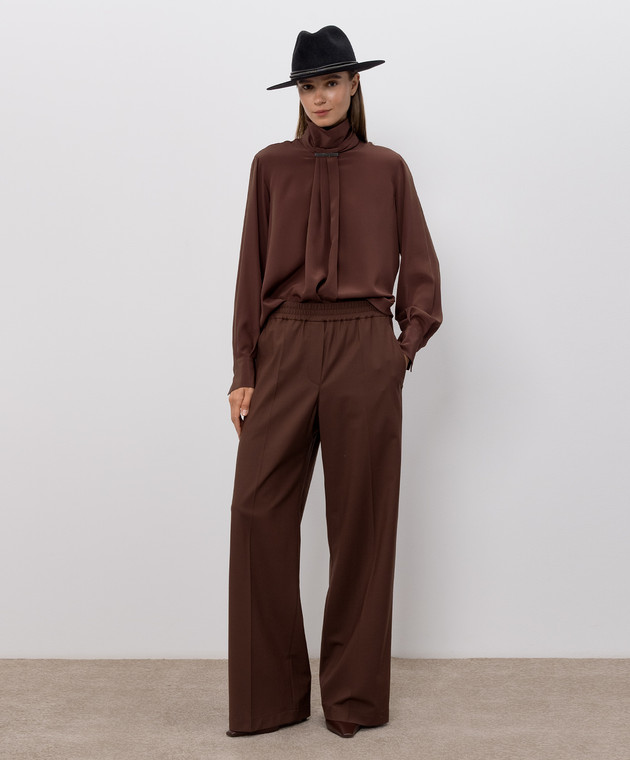 Brunello Cucinelli Коричневі штани з вовною MPW07P9002 зображення 2