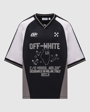 Off-White Синя футболка з перфорацією 44MAD013S26J001