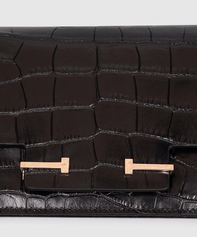 Tom Ford Чорна шкіряна сумка AUBE E/W з тисненням під шкіру крокодила L1899LCL607P зображення 4