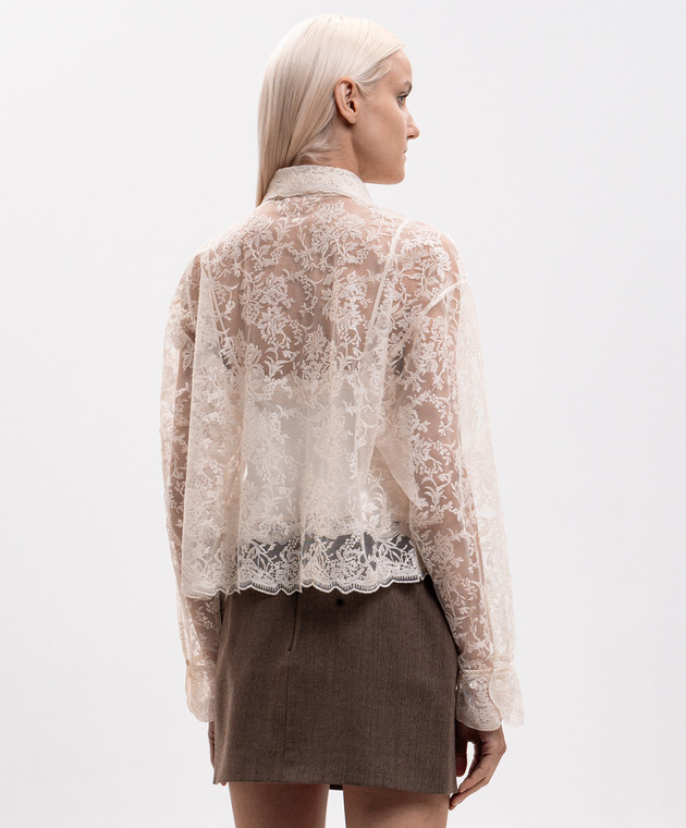 Ermanno Scervino Блуза цвета айвори с вышивкой D492K300CSEYF изображение 4