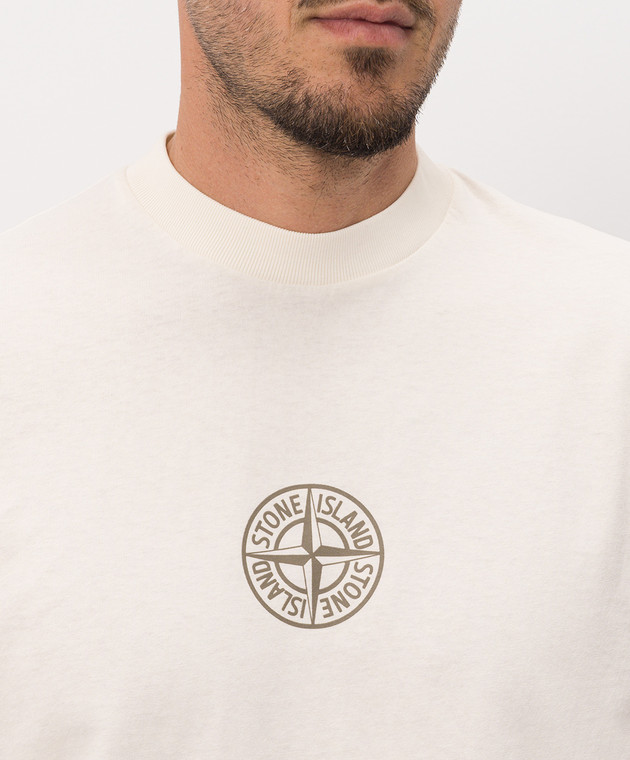 Stone Island Футболка цвета айвори с принтом Low Infos L2S152100001S0480 изображение 5