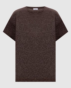 Brunello Cucinelli Коричневий топ з кашеміром та шовком з люрексом M41810000