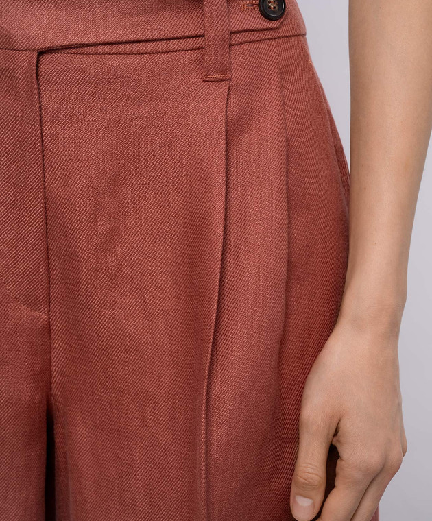 Brunello Cucinelli Теракотові бермуди з льону MH527P9183 зображення 5