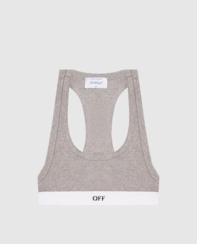 Off-White Сірий топ у візерунок логотипа OWUB003F25JER001