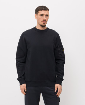 Stone Island Синий свитшот с патчем логотипа L1S156100019S0410
