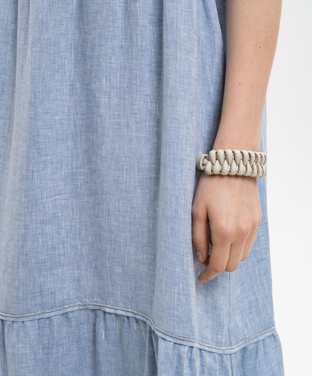 Peserico Бежевий шкіряний браслет з ланцюжком моніль E35519C0CC818 зображення 2