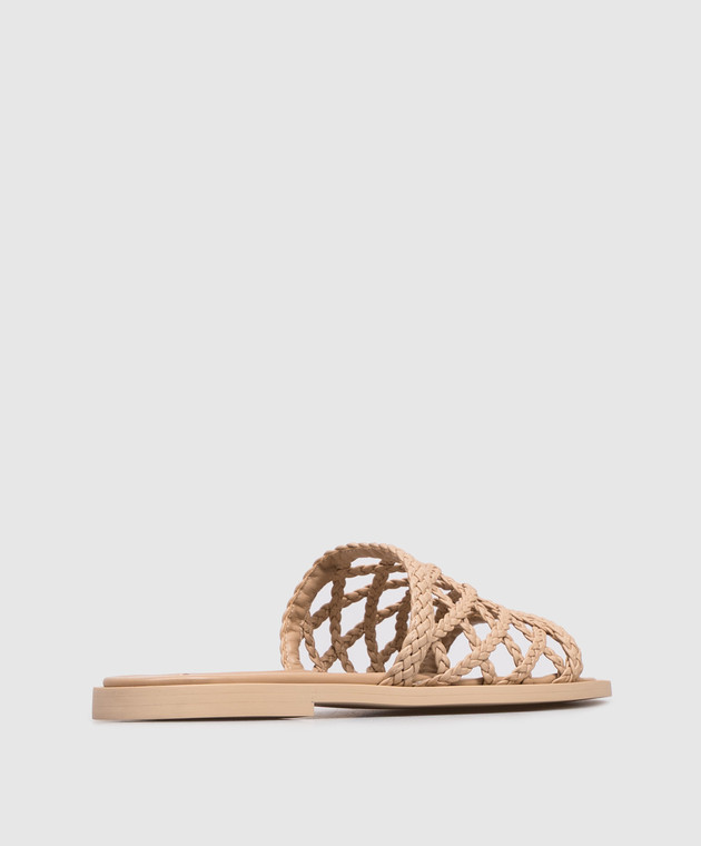 Babe Pay Pls Бежеві шкіряні шльопанці з плетінням SLIPY зображення 3