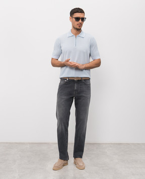 Peserico Голубое поло с молнией R59478F149173N