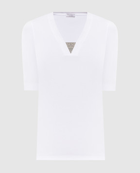 Brunello Cucinelli Біла футболка з ланцюжком моніль M0TC8EL692