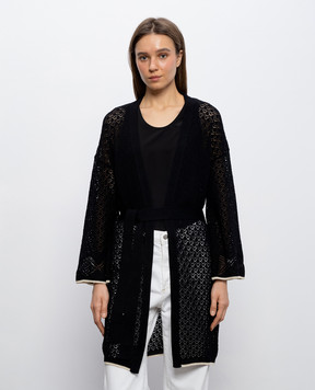 Agnona Чорний ажурний кардиган KR110387C080P