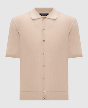 Stefano Ricci Бежева сорочка з короткими рукавами з шовком K616453PAMF26118