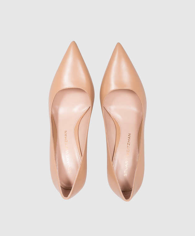 Stuart Weitzman Бежевые кожаные туфли POWER SK303 изображение 4