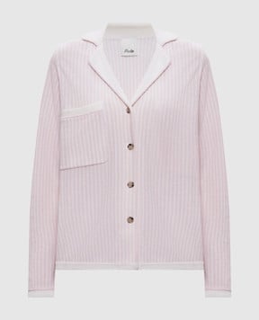 Allude Розовая пижамная рубашка из шерсти и кашемира в полоску 25517750