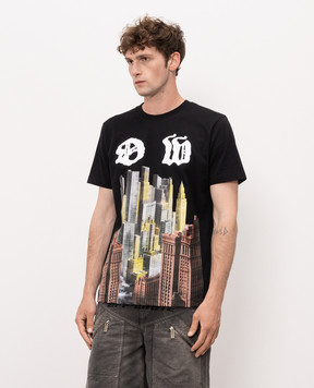 Off-White Черная футболка с принтом Palace 44MAA027Z26J002