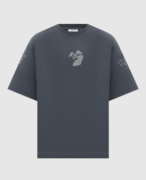 Off-White Синяя футболка с брендовым принтом Swimming 44MAA120F26J004