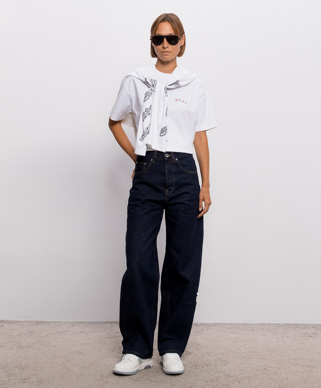 Off-White Белая футболка Arrow Chone Flower 2FA00645T изображение 2