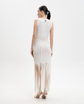 Balmain Сукня кольору айворі з бахромою GF0R5176KJ63