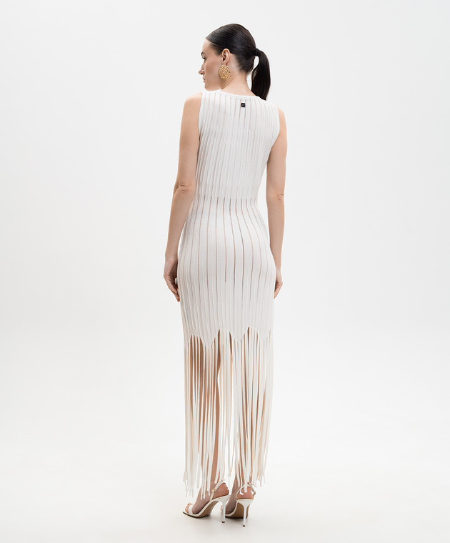 Balmain Сукня кольору айворі з бахромою GF0R5176KJ63 зображення 3