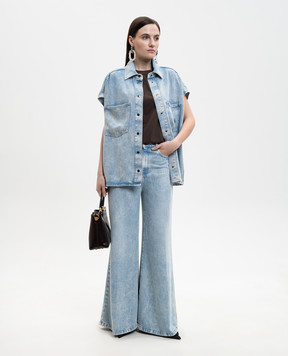 Solotre Голубой джинсовый жилет с эффектом потертости M1AB0167