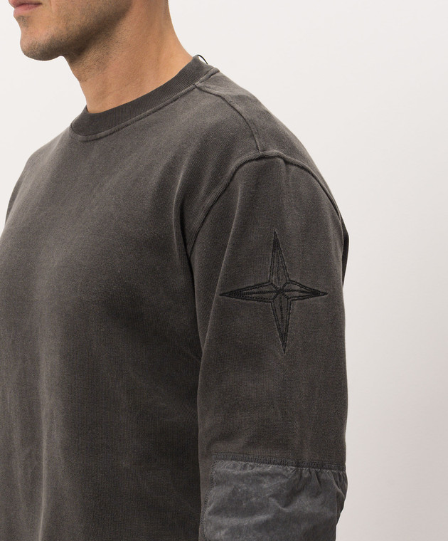 Stone Island Серый свитшот с брендовой вышивкой L2S156100033S00V2 изображение 5