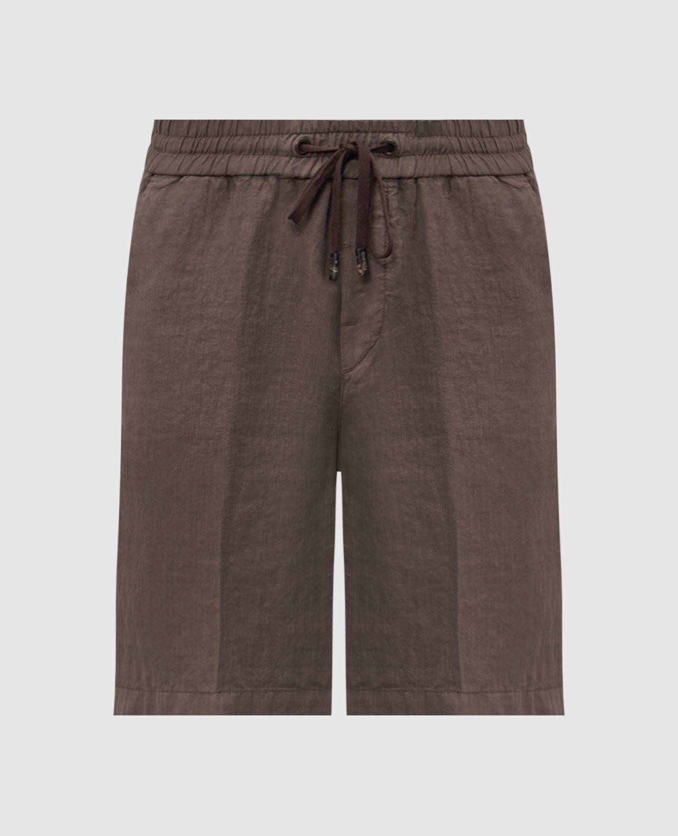 Коричневые шорты из льна с нашивкой логотипа