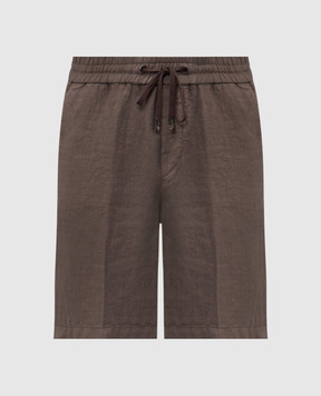 Peserico Коричневі шорти з льону з нашивкою логотипа R54235T00D02494