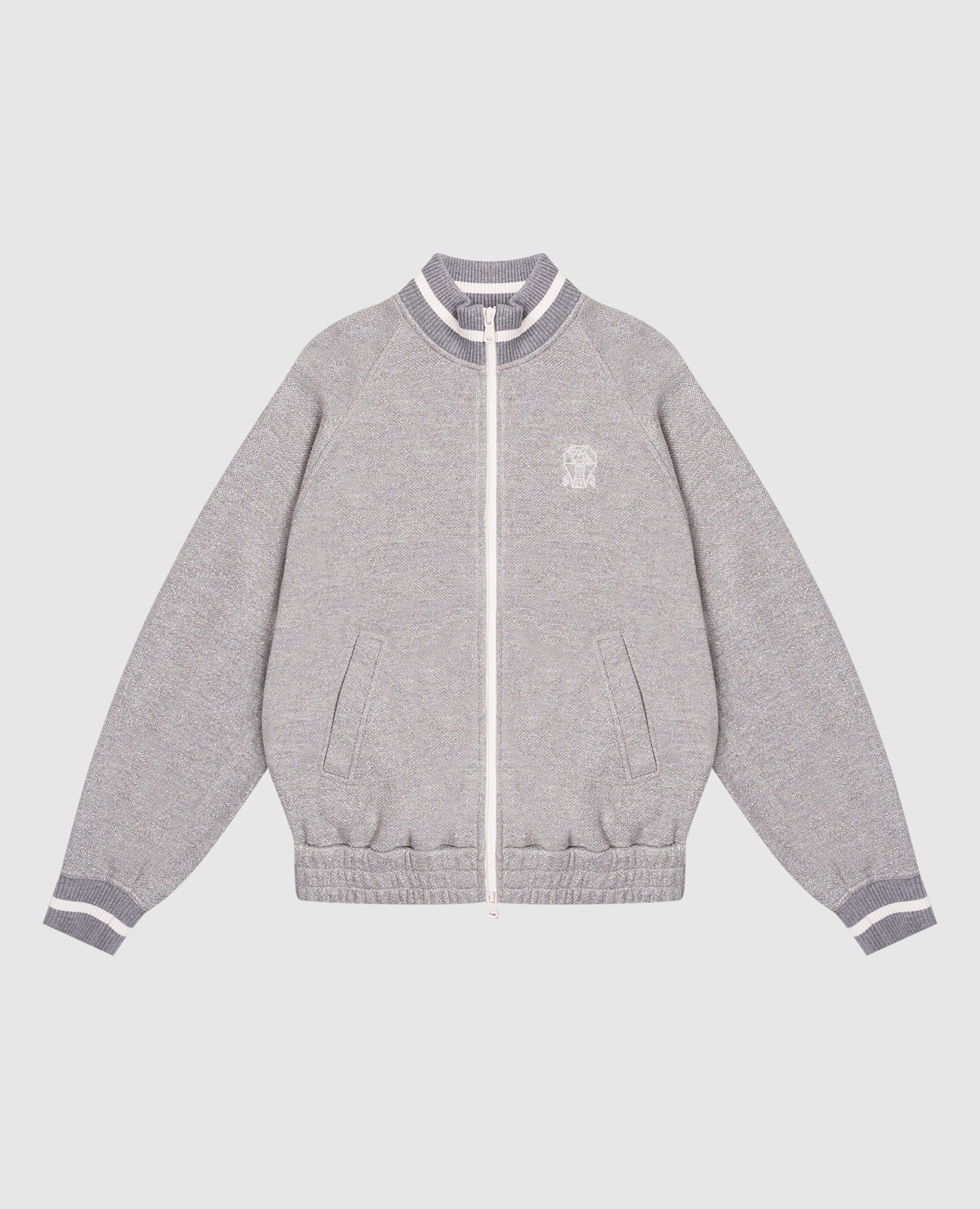 

Детская серая спортивная куртка с люрексом, Серый, Спортивные куртки