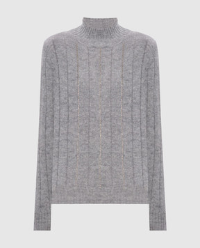 Peserico Серый свитер из шерсти, шелка и кашемира S99486F079018V