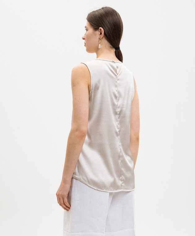 Peserico Топ из шелка бежевого цвета E08893D02372 изображение 4