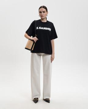 Jil Sander Черная футболка с контрастным принтом логотипа J02GC0140J20349